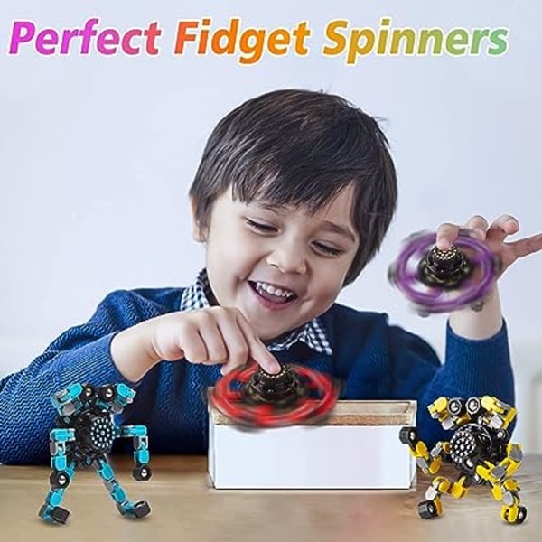 4 Fingertip Gyro Legetøj - Konvertible Fingertip Roterende Legetøj Hånd og Finger Rotatorer til Børn og Voksne Sensing Legetøj Gyro