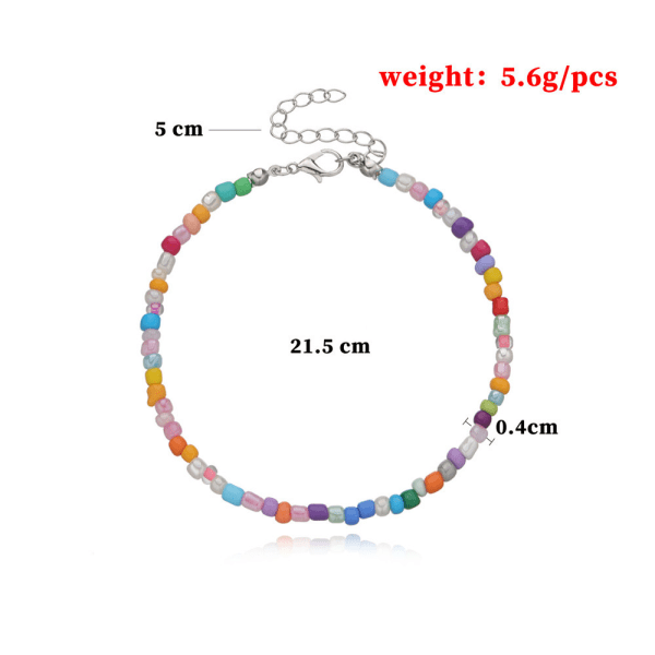 8pcs Handmade Beaded Anklets, Colorful Bohemian Glass Beads Anklets Adjustable Chain Elastic Thread Gifts