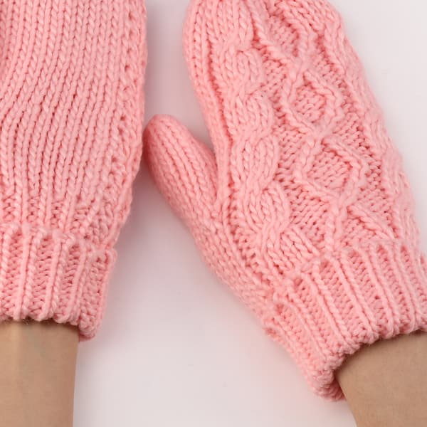 Vantar höst och vinter dam stickad ull plus sammet förtjockad fashionabla finger varma handskar