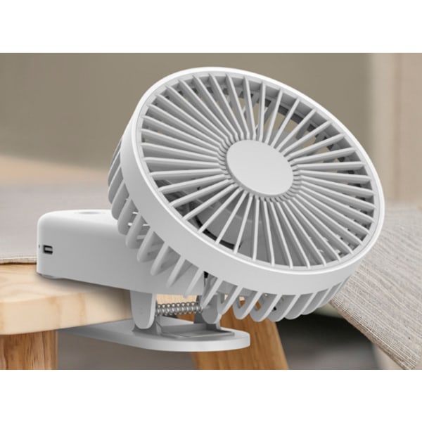 Valkoinen 4000 mAh Mini Clamp tuuletin, Clip-on tuuletin magneettitelineellä, 3-nopeuksinen USB kannettava tuuletin, tehokas ja hiljainen kotiin, toimistoon, pöytään, Campi