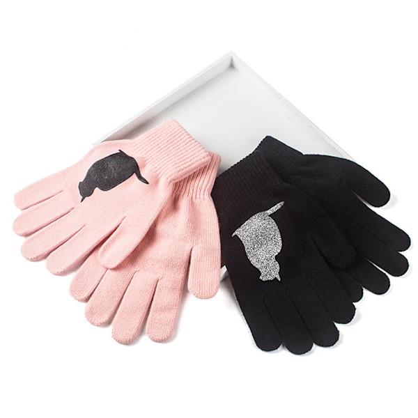 Vantar, Damvantar Höst Och Vinter Utomhus Varma Hundben Tryckta Hel Finger Vantar Rosa