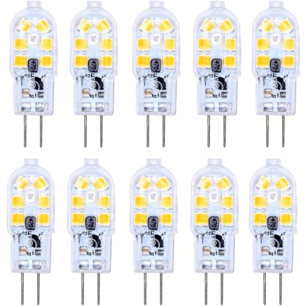 10X G4 LED-lampa 2W LED-lampa 12 SMD 2835LEDs Varmvit 6000K LED-ljus 200LM motsvarande 20W halogen AC/DC12V