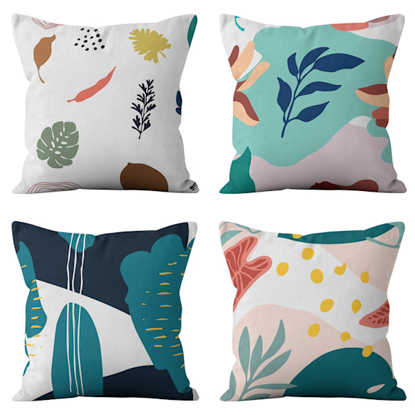 Set med 4 kuddfodral, kuddfodral 45x45cm kuddfodral dekorativa soffkuddfodral för sovrum, soffa, stol, säng, trädgård(växter)