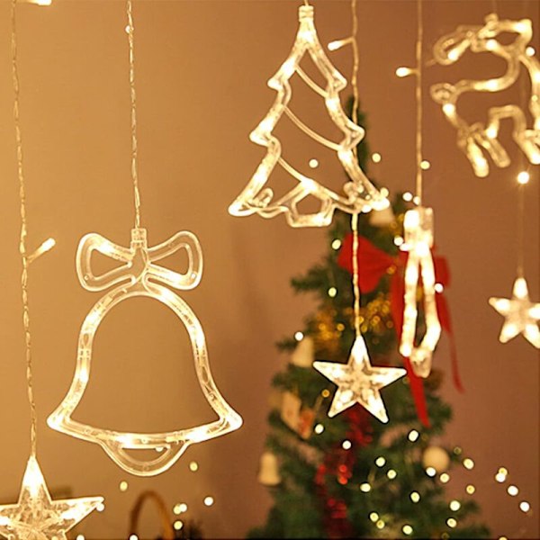 LED lyslenke for julegardin, 3,5 m, vanntett, magisk, for julevindu, 8 moduser, bryllupsfest, hage, soverom, USB-dekorasjon + b