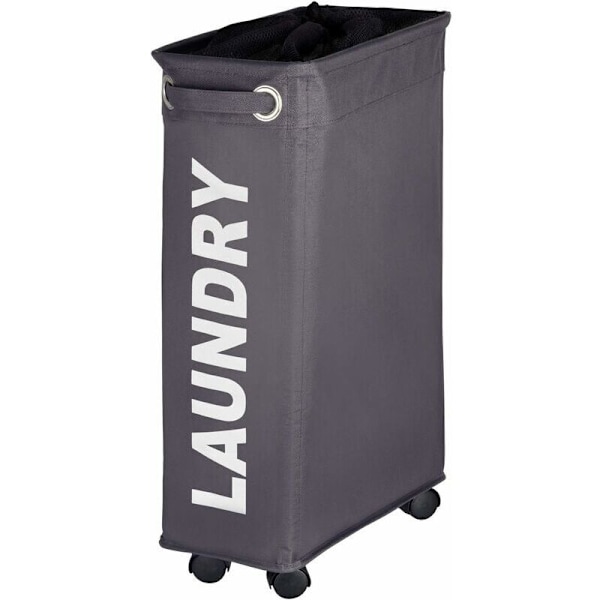 Smal tvättkorg, rullande tvättkorg, Corno grå, Polyester, 43 l, 18,5 x 60 x 40 cm