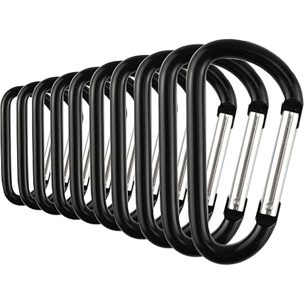 Aluminium Karabinhage Nøglering 2.4 Tommer Karabinhage Nøglering Sort (10 stk)