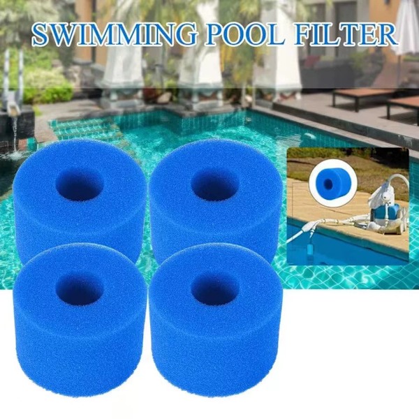 4 stycken S-Union filtersvamp typ S1, patronpoolfilter i återanvändbart och tvättbart skum, patronfilterskum för Intex typ S1 swimmingpool,