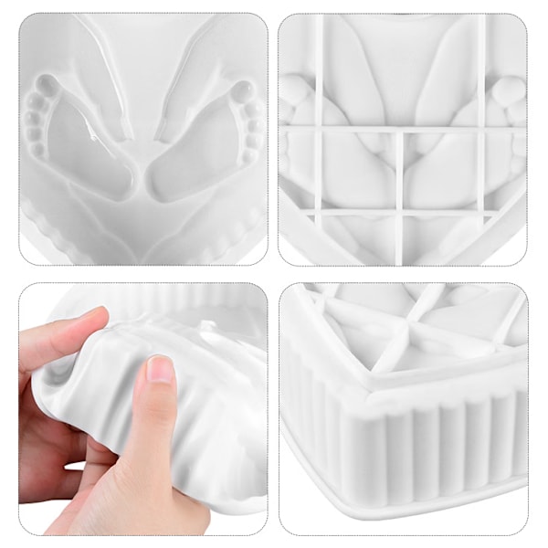 Hjerteformet silikonekageform (hvid), kagebageform, slip-let hurtig udløsning, bageform til mousse-kager