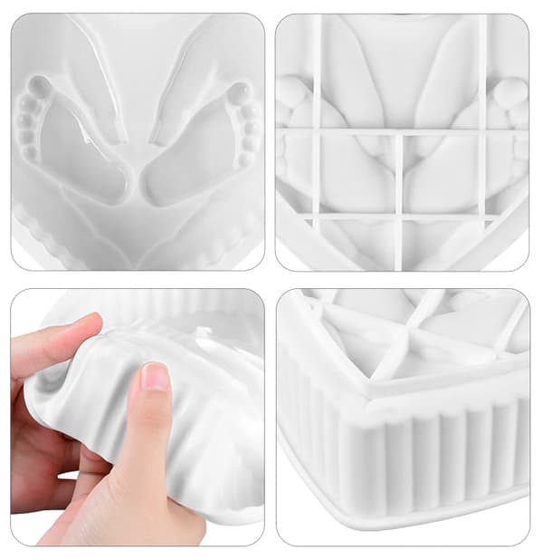 Hjerteformet silikonkakeform (hvit), kakebakebrett, non-stick hurtigutløsning, bakebrett for moussekake