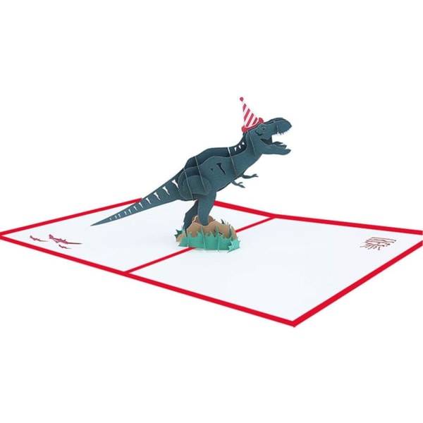 3D-kolmiulotteinen syntymäpäiväkortti, käsintehty askartelukortti, dinosaurus