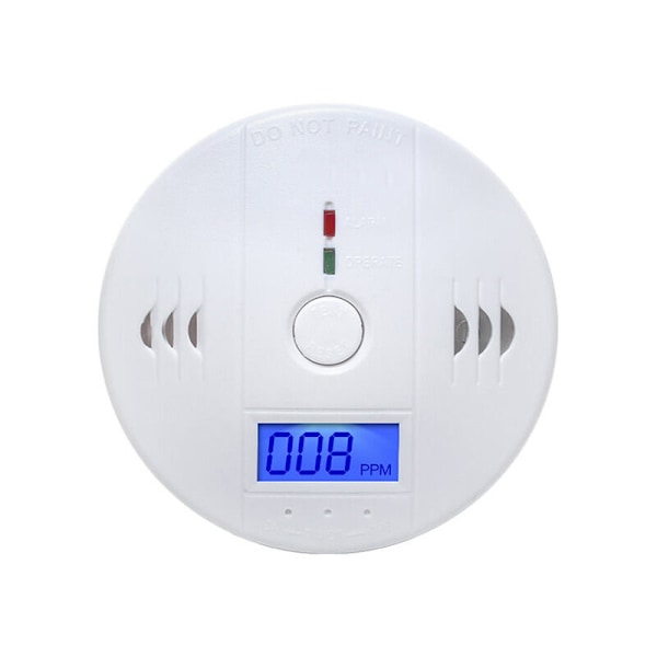 2x Hiilimonoksidi CO Kaasuvaroitin, CO-varoitin digitaalisella näytöllä, 85db voimakas hälytys kotiin, toimistoon (paristo ei sisälly)
