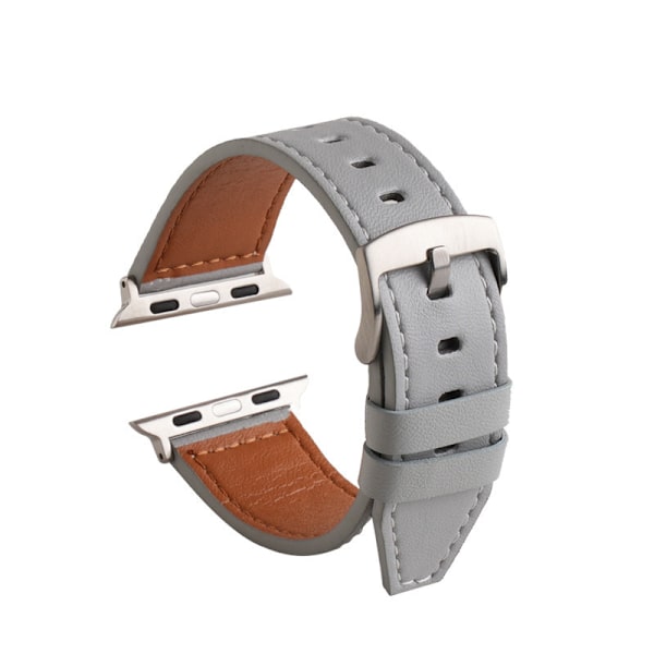 2 st läderklockarmband för applewatch watch3456 se Snabbkoppling Ersättning Mjukt läder för män och kvinnor 42/44/46mm Mörkblå Kaffe