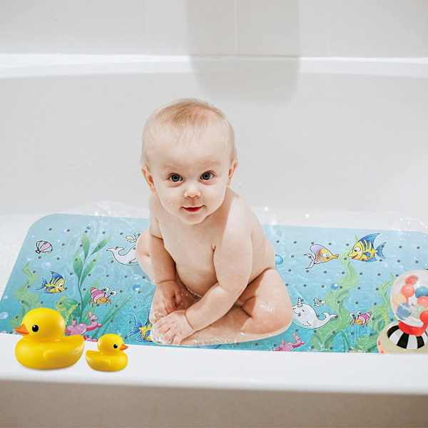 Baby skridsikker bademåtte, 100x40cm skridsikker bademåtte modstandsdygtig brusebadsmåtte med 200 sugekopper til børn og baby, BPA-fri PVC-materiale maskinvask