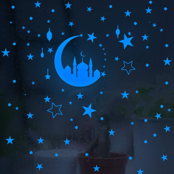 Glow in the Dark Stars för tak, Bright Blue Glow in the Dark Stars and Moon Wall Stickers Luminous Ceiling Stars Glow in the Dark Wall Decals Ce