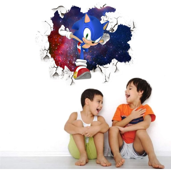 Seinän tarra - Sonic seinän tarra 3D-tarra Sonic Adventure TV-tausta Ikkunan koriste Irrotettava tarra Vinyylitarra 40*50cm