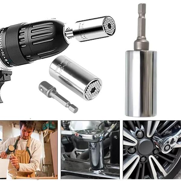 Universel topnøgle, universalnøgle, universal top (7 mm – 19 mm, 1/4\" – 3/4\"), multifunktionelt håndværktøj og vedligeholdelsesværktøj, let at løsne