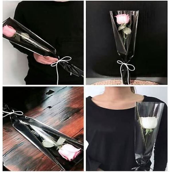 100 Pakke Enkle Blomsteremballageposer, Enkle Roseformede Punge, Gaveindpakning