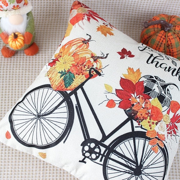Kuddfodral 45 x 45 Set om 4 Rutiga Höst Kuddfodral 18 x 18 Brända Orange Blad Dekorativa Linne Kuddfodral v