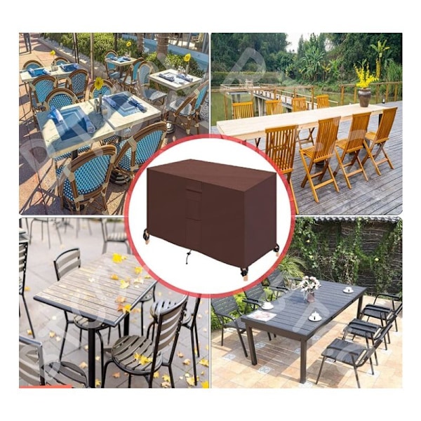 Rektangulært havemøbelovertræk, Patio Oxford Square møbelovertræk med ventilationsåbninger, vandtæt støvbeskyttelse, til bord-stol-møbler-brun242x162x100cm