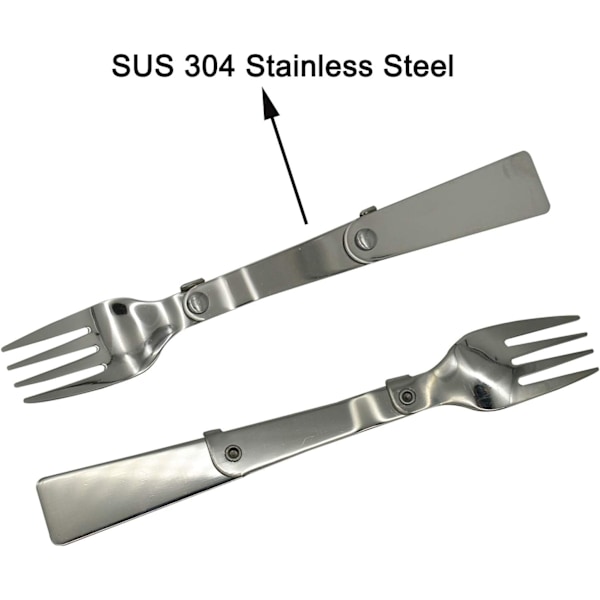 Sammenleggbart Campingbestikksett - 18/10 Rustfritt Stål Skje & Gaffel for Reise & Fotturer (6 Deler)