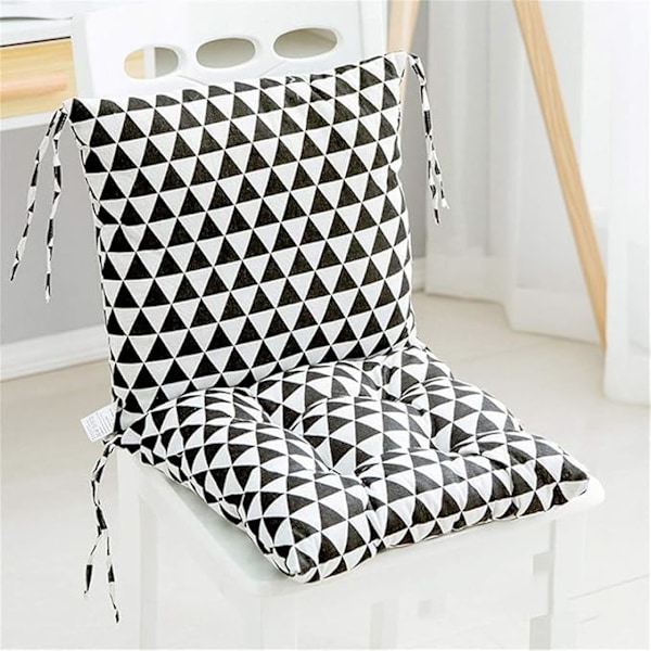 2-delte stolputer med ryggdel, ryggpute med stropper, lav ryggpute (stil 8, 40 x 40 cm)