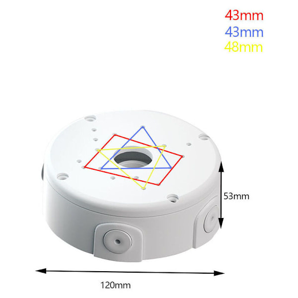 120 mm syvä pohjainen kytkentärasia valvontakameroille, kaapelinhallintarasia kupoli- ja bullet-tyyppisille CCTV IP -kameroille, asennusrasia WiFi-kamerajärjestelmille