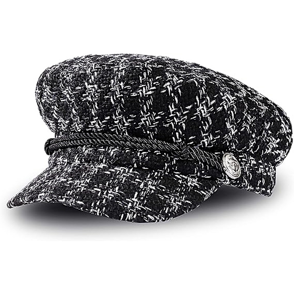 (M, 56-58cm), Sort, 1 stk. Baret Cap Dame Mode Casual Huer Retro Stilful Visor Hat Vinter Cap til Dame