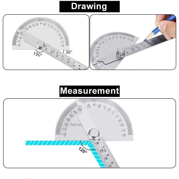 Rund hode protraktor fra 0 til 180 grader