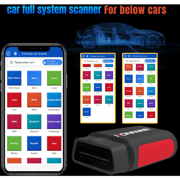KONNWEI KDIAG Bildiagnoseinstrument Fuld System ABS Airbag Bremseklods Multifunktionel Diagnosescanner