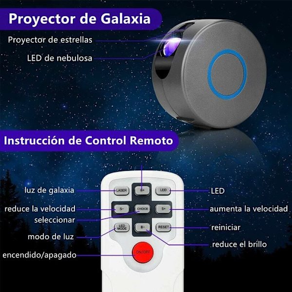 Stjernehimmel Projektor Polar Aurora Lampe Loftslampe Galaxy Roterende Galaxy Nova Lampe Børns Nattelys LED Sky Fjernbetjening Natlampe Barn