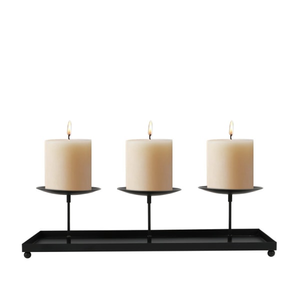 Large tray three-head candlestick 4-inch column wax large tray candle holder Christmas wedding iron candle holder