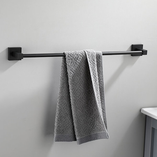 Badrumshandduk dörr/kökstillbehör handdukshållare hängande i aluminium 40 cm svart färg