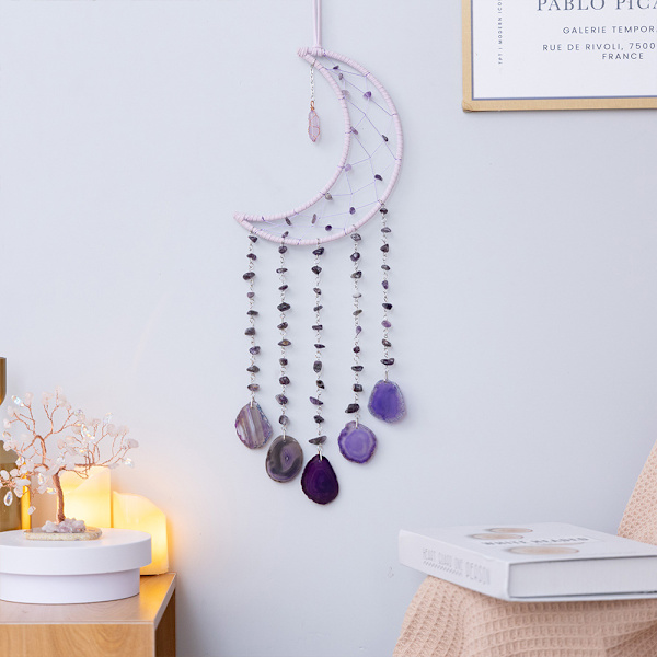 Kristallmåne drömfångare, väggdekoration för sovrum och hem