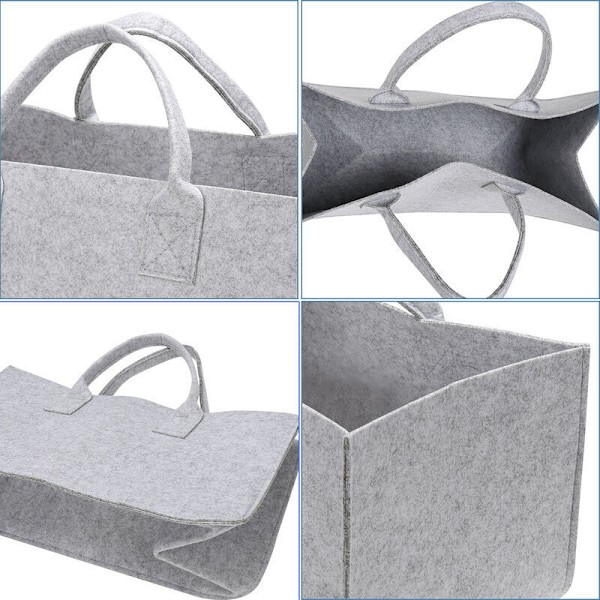 Filtväskor 2-delad filt korg för vedförvaring, stor hopfällbar filt - filt - grå 50 x 25cm