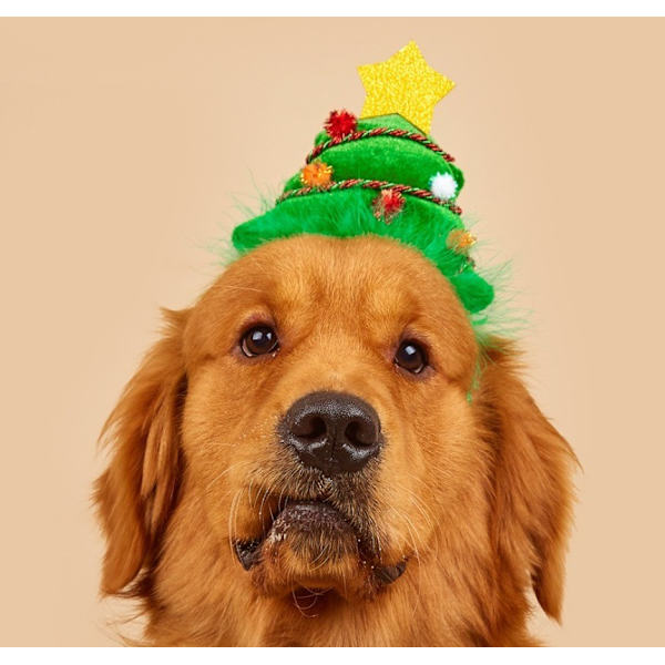 Julemode klassisk grøn juletræ hund og kat pandebånd hovedbeklædning
