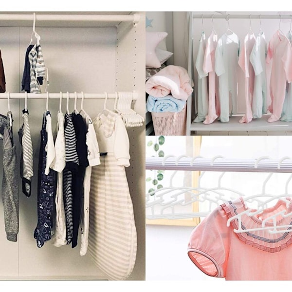 Sæt med 10 bøjler til børnetøj, babybøjler, plastikbøjler, opbevaringsbøjler til garderobe, tøjlængde