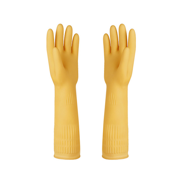 1 par gule gummihansker - Lange gummihansker til rengjøring og oppvask (medium 38 cm)