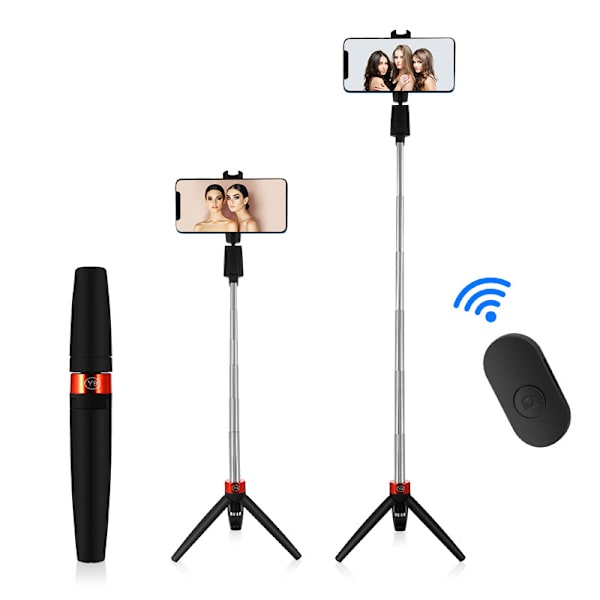 1 pakke Bluetooth Selfie Stick Tripod, 3-i-1 udtrækkelig rustfrit stål Selfie Stick med trådløs fjernbetjening og stativ kompatibel med 99% mennesker