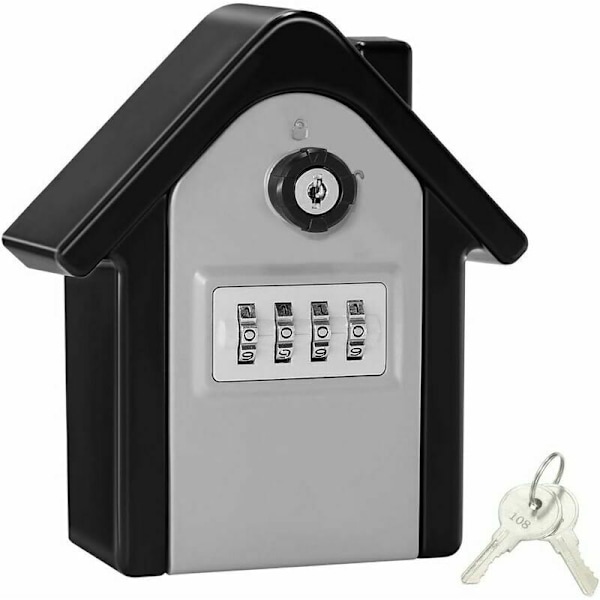 Væg nøgleboks med digital kode & nød nøglekode, stor nøgleskab boks format xl kork med udvendig nøgle til hus, kontor, fabrik, garager (sil