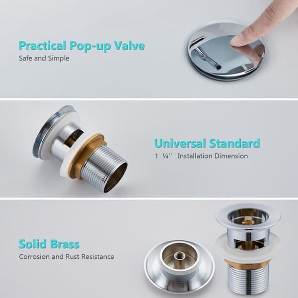 Baderomsvask Plugg, Universal Standard Krom Overløpsstopper-G 1 1/4, Vaskavløpssett, Sølv