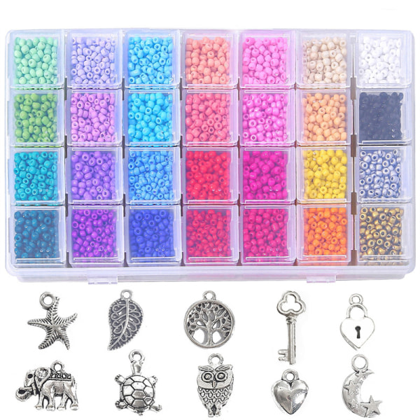 Mini glas plastikperler 9000 stk 2mm kreative ponyperler med St