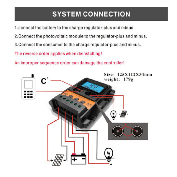 Solar Charge Controller, 12V 24V 30A PWM Solar Opladningscontroller Dobbelt USB 5V Output Solar Panel Oplader Regulator med LCD Display til Bly-syre Batteri