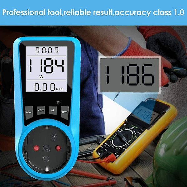 Energimätare Wattmeter Wattal Elektricitet Effektmätare Mätning Effektmätare Analysator blå