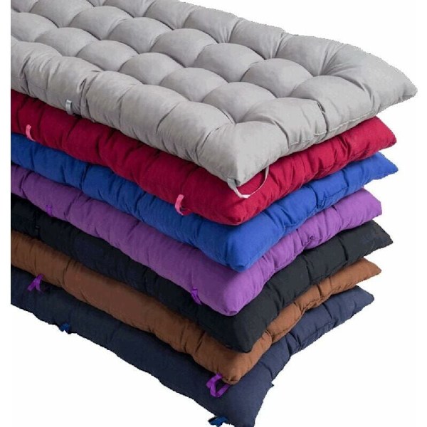Rektangulär bomullsdyna för 2- eller 3-sitsig trädgårdsbänk, 8 cm tjock, för däckstol, gunga, terrass, inomhus och utomhus, grå, 110 x 40 cm