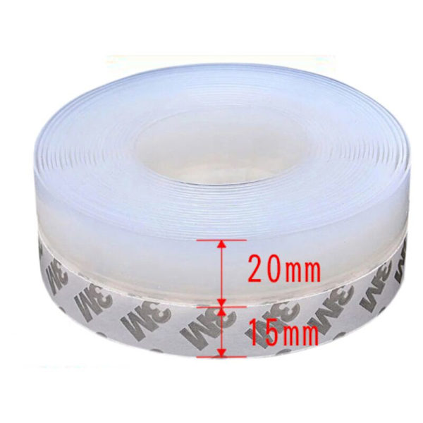 Selvklebende dørlist, 5m x 3.5cm selvklebende silikonlist for dør og vindu. Vannbeskyttelse, insektbeskyttelse, støyreduksjon (trans