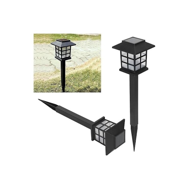 6 st LED solenergilampor för utomhusbruk, för uteplatsen, gräsmattan, innergården, gränden, stigen och landskapet - 8,6 x 8,6 x 38 cm (varm)