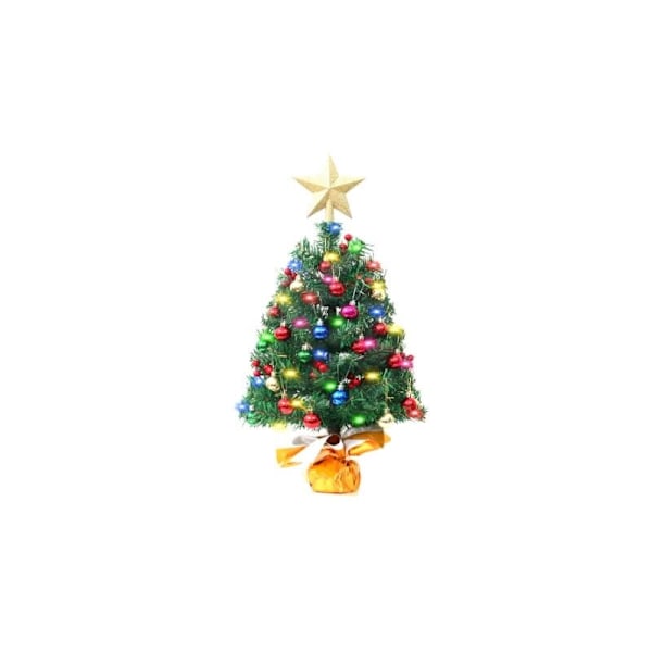1 stk. Flerfarget Mini Kunstig Juletre, Mini Juletre med LED-lysgirlander og ornamenter, Lite dekorert juletre, Jul d