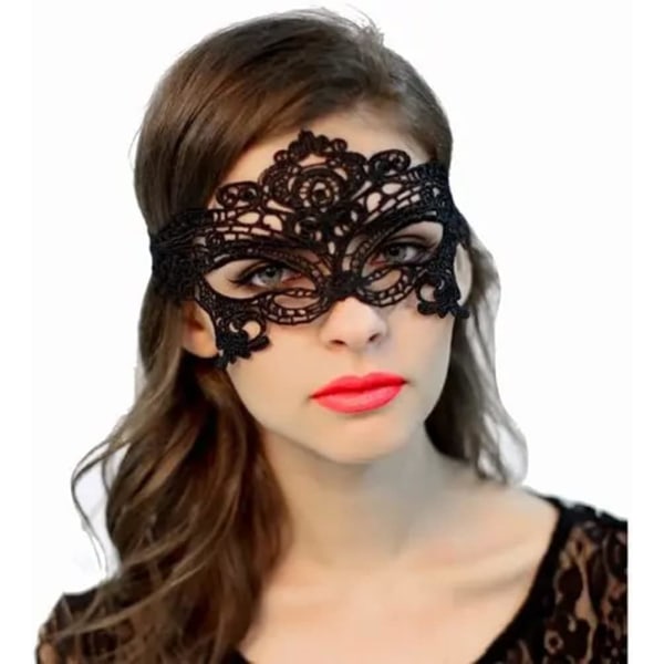 Mustat pitsiset maskit, venetsialainen naamio Sexy Lace Black Half Face B