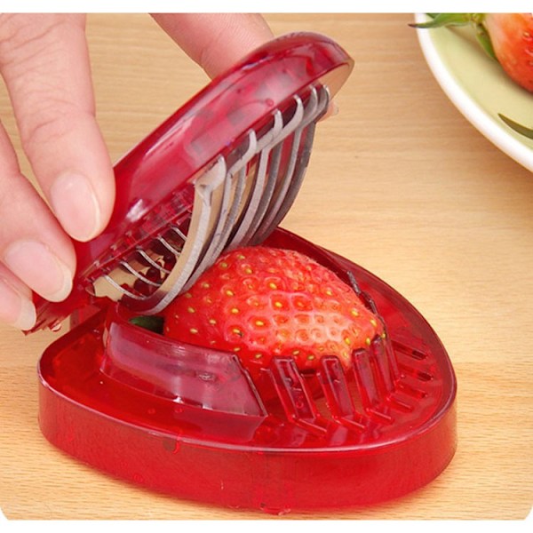 Jordbærslicer - Køkken Cutter Gadget - Køkkenredskab - Mini Slicer Cut - Rustfrit Stålblad