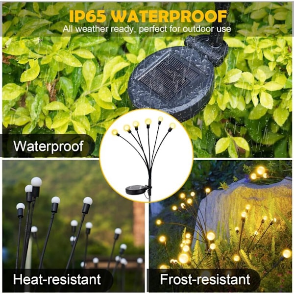 6-pak LED solcellehavelamper, Firefly solcellehavelamper, udendørs dekorative solcellelamper